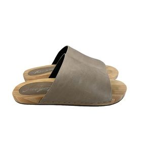 FREE PEOPLE  Mainland Leather Wooden Slides Taupe size 39